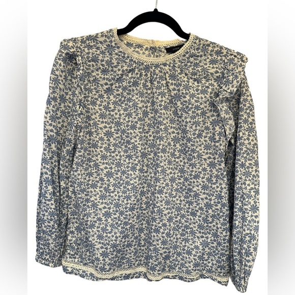 J.Crew Flutter Sleeve Shadow Stripe Floral Blouse - Picture 2 of 8